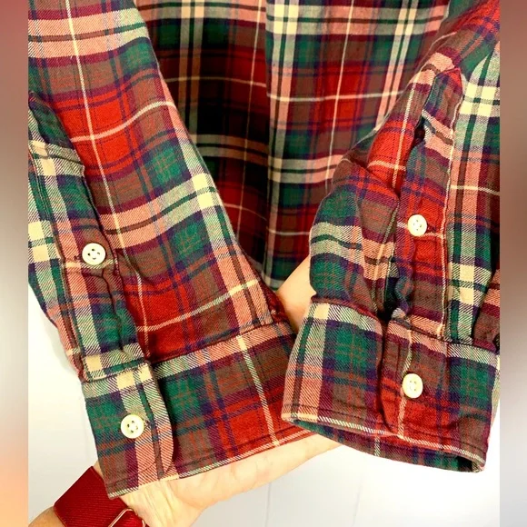 Ralph Lauren Blake 100% Cotton Red Green Plaid Shirt Button Down  - Large - Picture 3 of 6